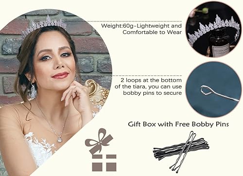 Miniatura 5 de Tiaras de novia de circonita cúbica para mujer, para fiesta de graduación, coronas de princesa, tocado de cristal, dulce cumpleaños 16, accesorios
