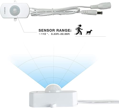 Miniatura 4 de BS010WL DC 12v a 24v Mini Pir Sensor de Movimiento Interruptor de Ocupación Sensor de Ocupación para DIY Iluminación LED (Sensor de Luz, Tiempo de