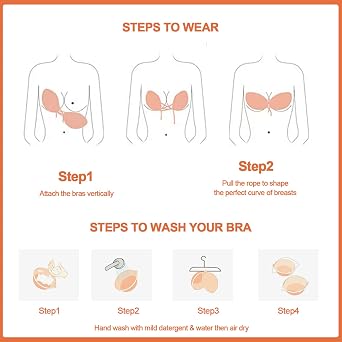 Adhensive Bra, Invisible Lifting Strapless Sticky Push up Silicone Bra 2 Pairs for Women Backless Bras Dresses