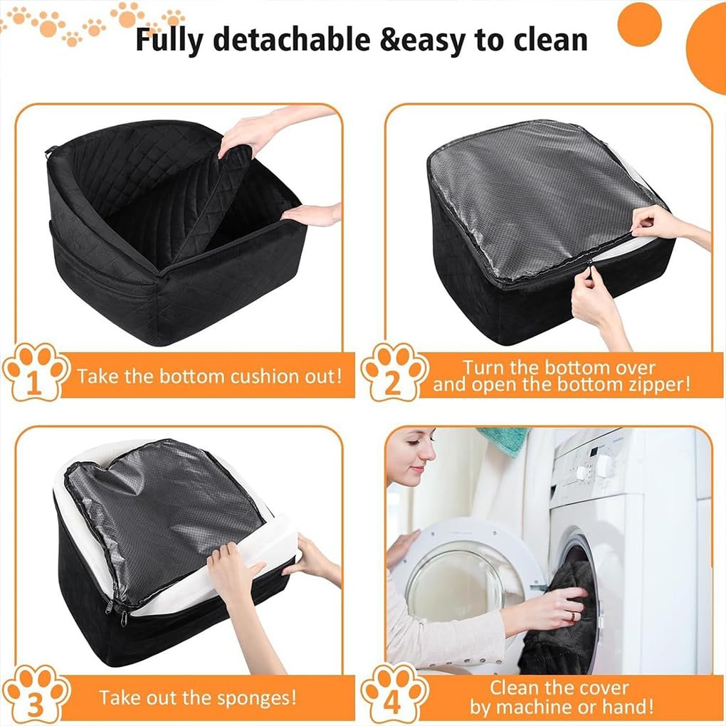 Asiento de Coche para Perros, Cama para Mascotas, Cesta para Perros, fácil de Limpiar, Apto para Todas Las Razas, Accesorios de algodón para, Gris