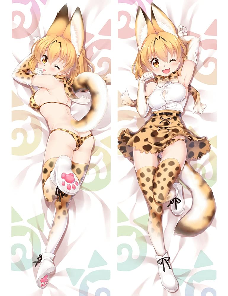 Ditooms Dakimakura Body Pillowcase Anime Pillow Cover Kemono Friends Leptailurus Serval Cat Bed Set 14x39inch Double-Side Manga Anime Cosplay Pillow Cushion Cover Home Room Decor SO44