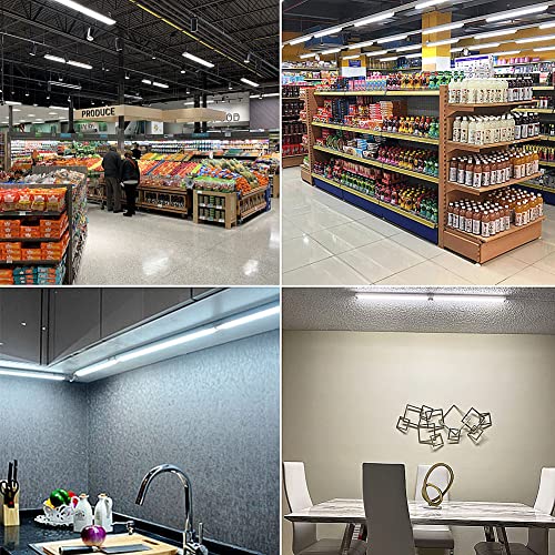 LED Shop Light 2FT, Utility T8 LED Light Fixture, 14W 1680LM, 6500K Cool White, Frosted Cover, Linkable Shop Lights for Garage, Workbench, Workshop, Under Cabinet Lighting (Pack of 2) - Thumbnail 2