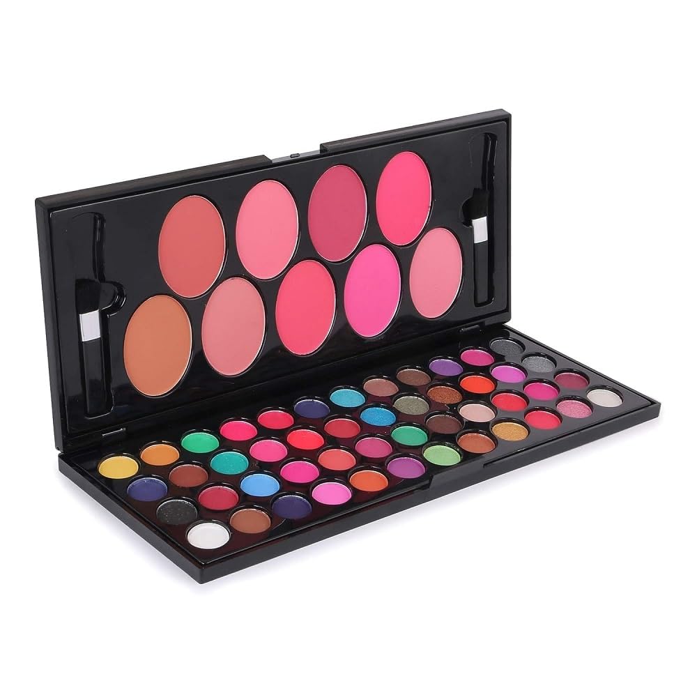 48-Color Eyeshadow Palette & 9-Blush Beauty Ensemble with Brushes-image-5