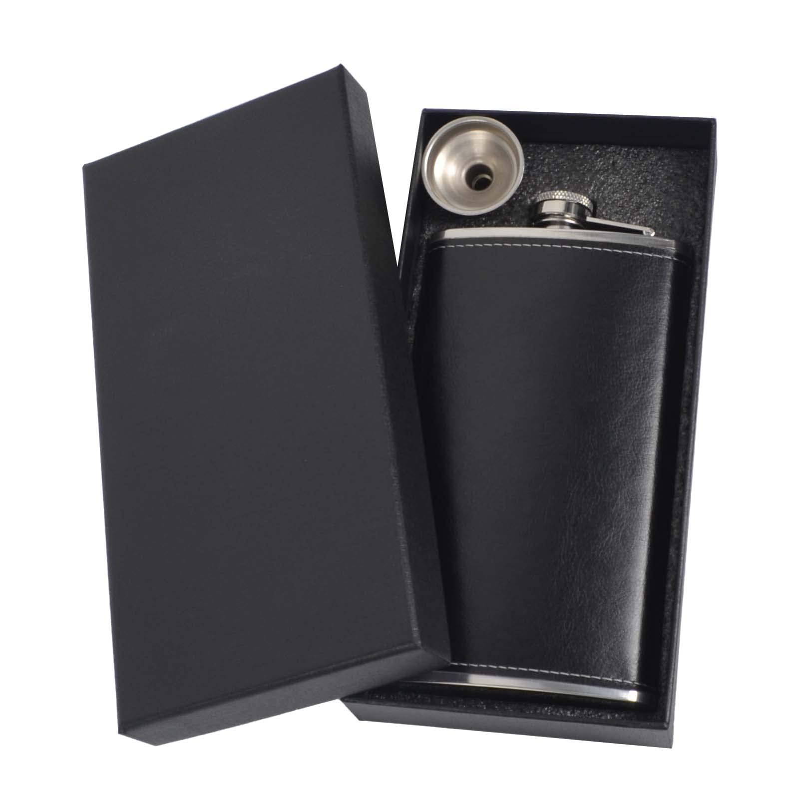 Joy Depot Hip Flasks for Men 12oz with Funnel Stainless Steel Pocket Hip Flask Alcohol Flask for Discrete Shot Drinking of Whiskey Rum Vodka Gift