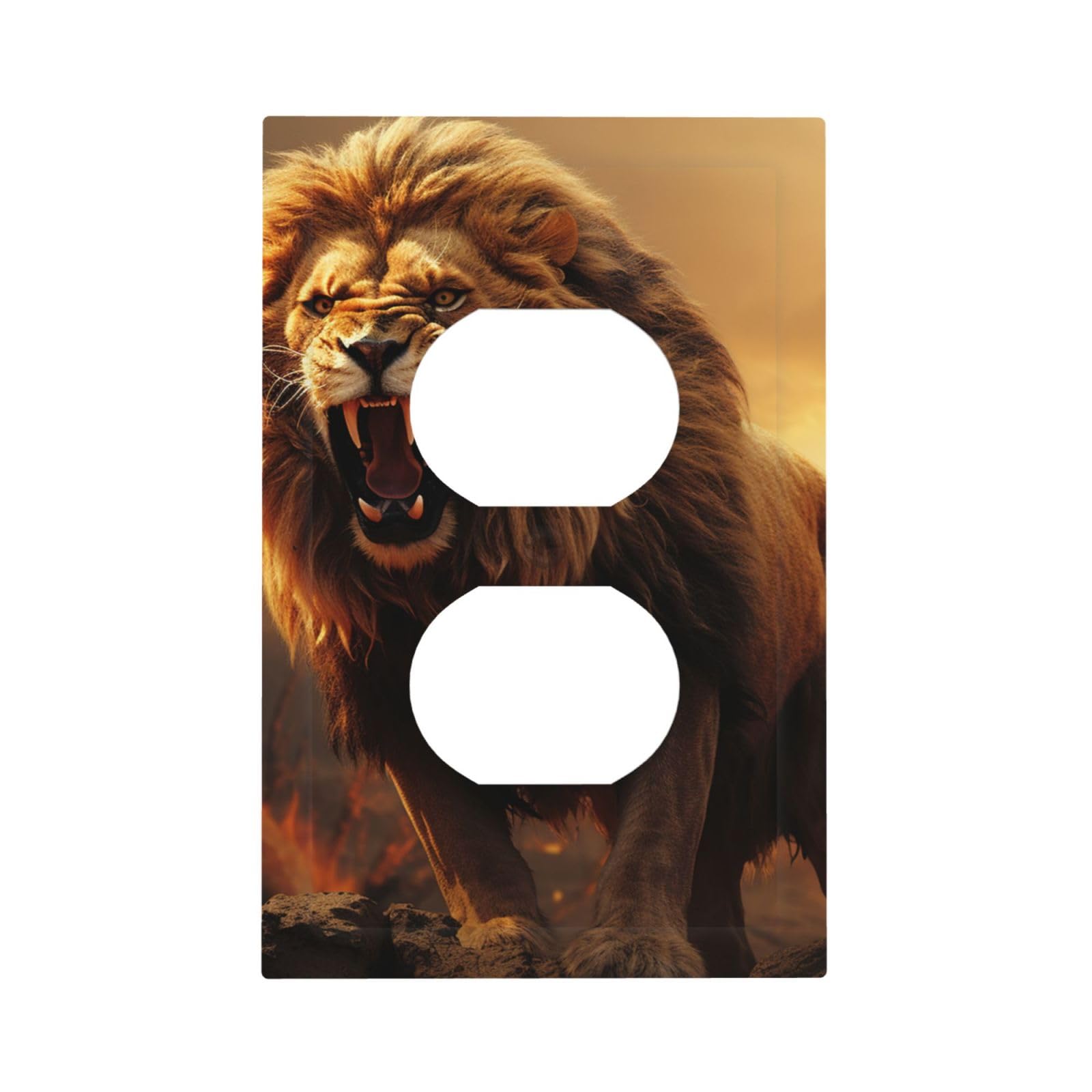 1-Gang Decorator Wall Plate Angry Roaring Lion Light Switch Cover Single Gang Receptacle Outlet Wall Plate Mid Size 5" x 3" Wallplate Unbreakable Polycarbonate Outlet Faceplates Covers
