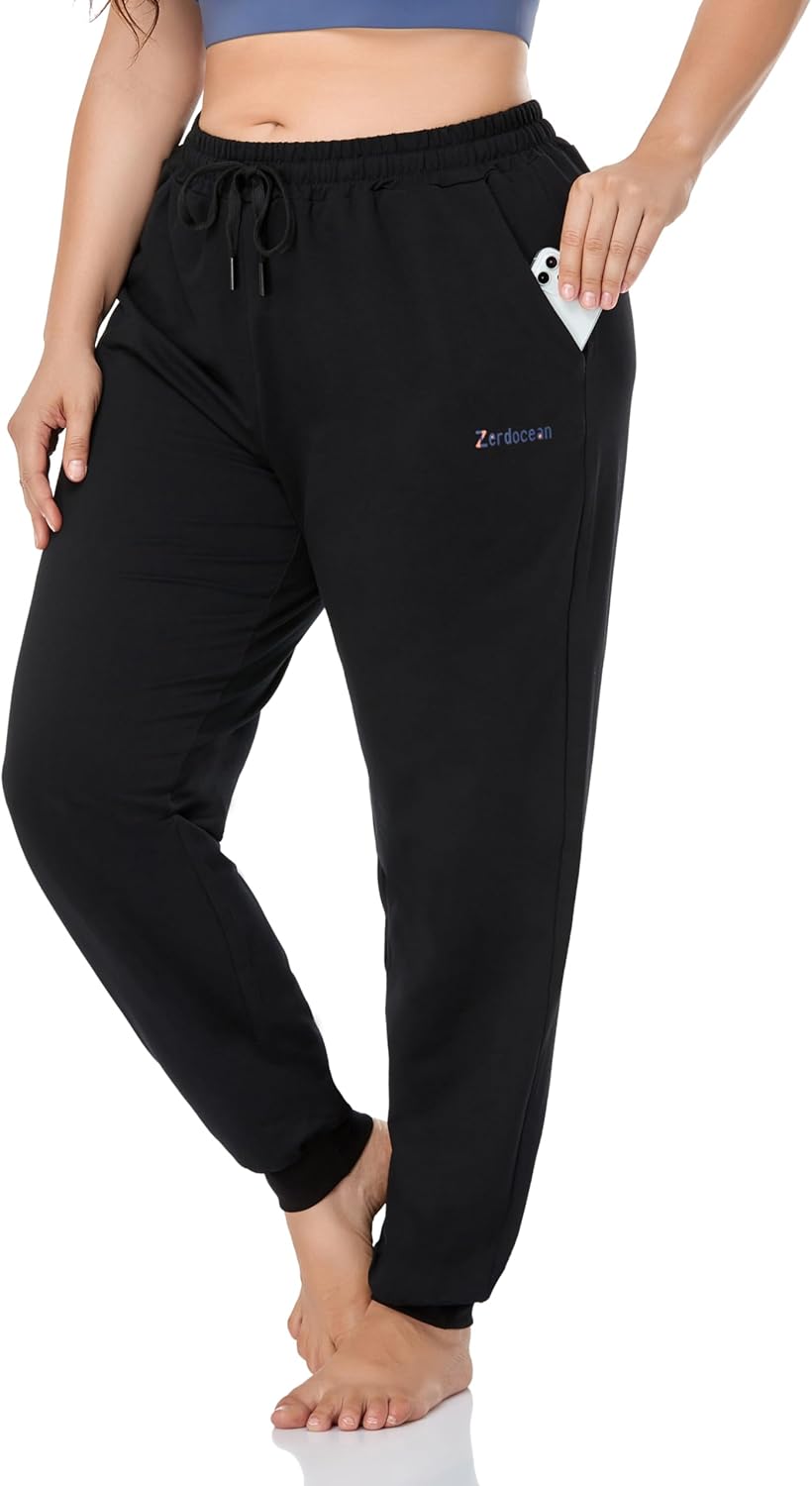 ZERDOCEAN Women's Plus Size Joggers Pants Active Sweatpants Tapered Workout Yoga Lounge Pants with Pockets - Image 2
