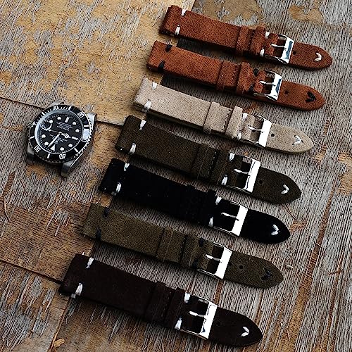 Cuir rétro de haute qualité pour ce bracelet montre daim marron WEMP chic