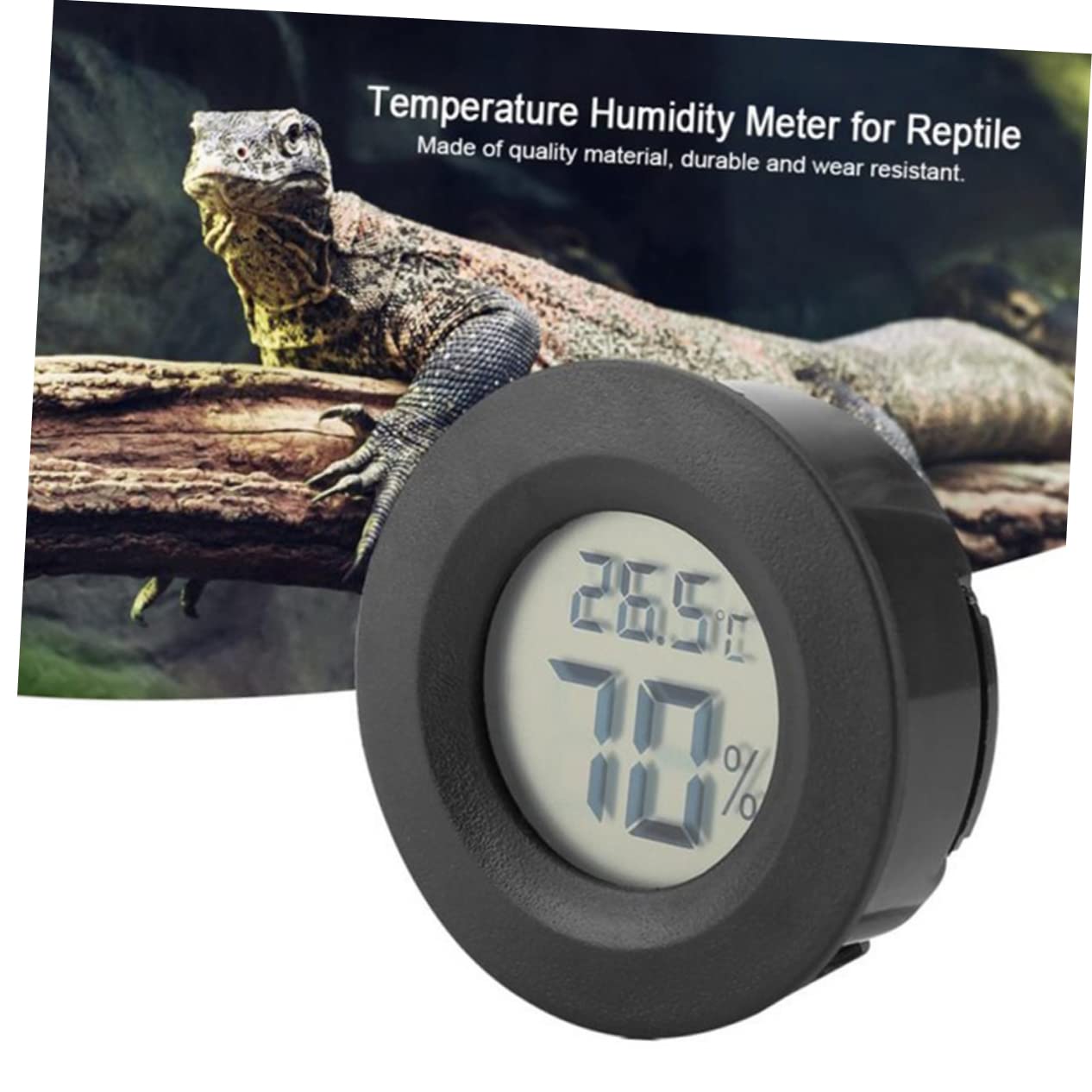 POPETPOP 12piezas Termómetro y Higrómetro Digital Para Reptiles Medidor De Temperatura y Acrílico Redondo Para Terrarios y Negro