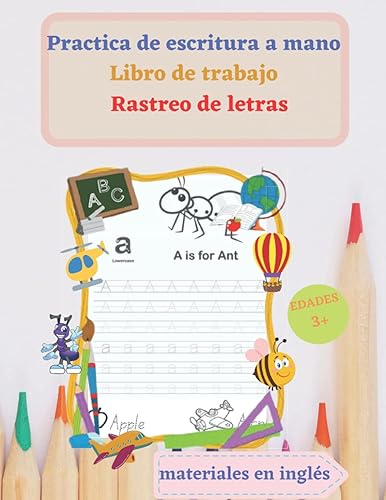 Practica de escritura a mano - Libro de trabajo Rastreo de letras Rastreo de letras-Alfabeto de escritura a mano para niños Leer, escribir y ... de