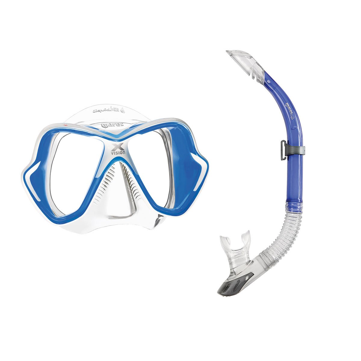Máscara Mares X-Vision LiquidSkin Sailor azul transparente para buceo y esnórquel 4