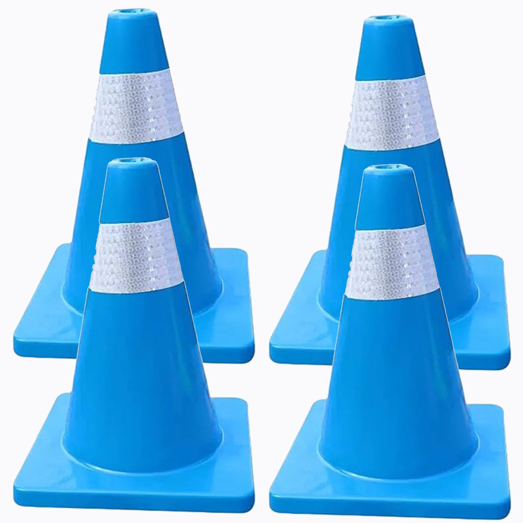 Cônes de Signalisation Bleus,Cône Signalisation Pylône Cônes de Stationnement,Cônes de Chantier,Cônes de Route en PVC avec Collerette Réfléchissante(Size:30x21x21cm,Color:4D)