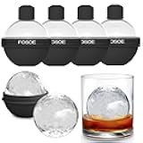 Silicone Ice Ball Molds for Whiskey - Set of 4 Round Makers with Lids for Cocktails, Bourbon, and Drinks