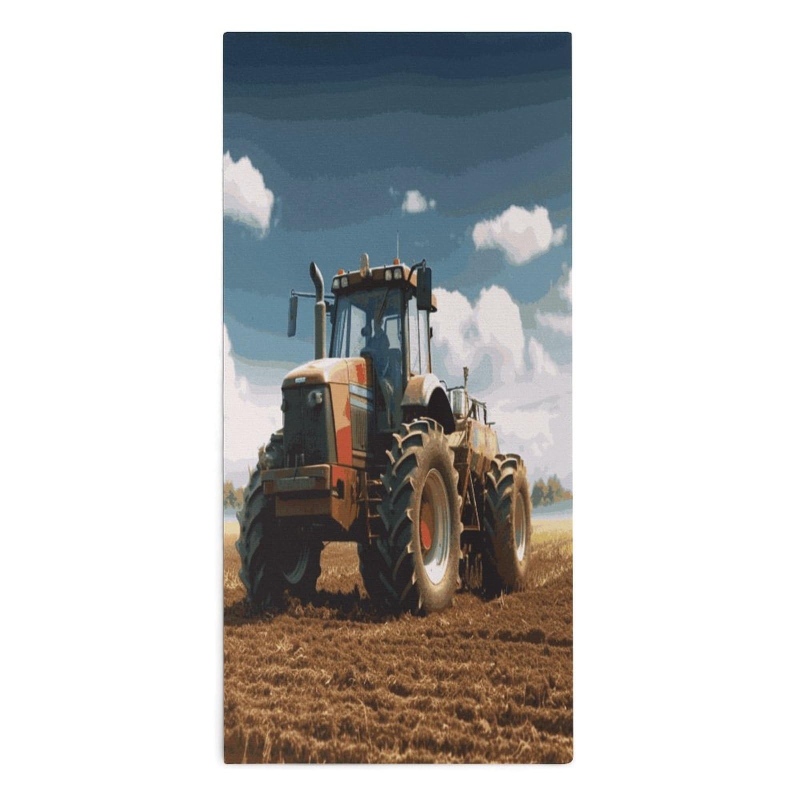 Fodpand Style Fantasy Farm Tractor Microfiber Towels, Decorative Bath Towel Soft & Lightweight, Hand Towels Multipurpose Use For Bathroom, Pool, Gym, Spa, And Hotel Use
