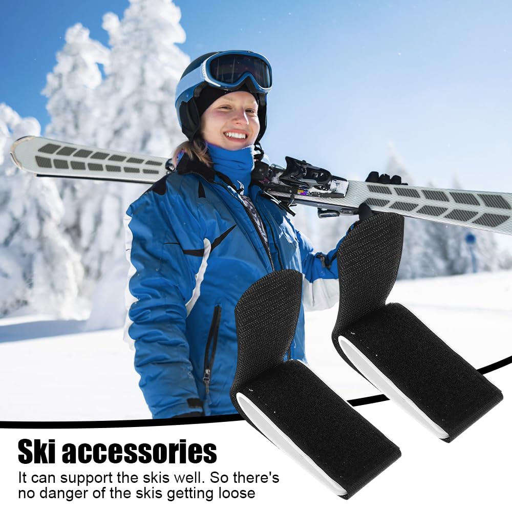 Correas de Esquí Ajustables, 4 Piezas Ski Straps, Bandas de Fijación para Esquís, Snowboard y Bastones