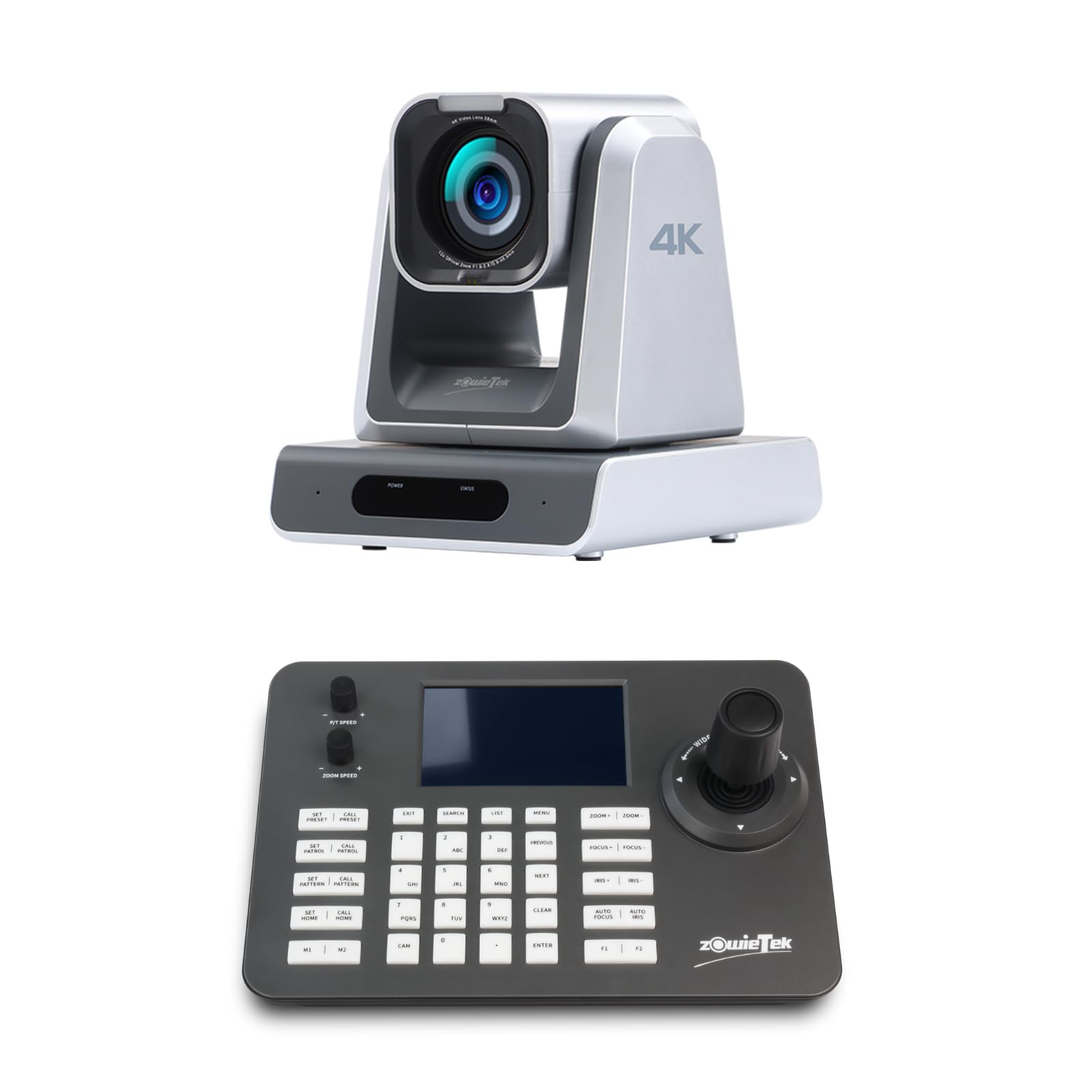 Zowietek PTZ Camera Controller with 5 inch LCD Screen + ZowiePTZ 4K NDI|HX3 18X Optical Zoom, HDMI and SDI Output