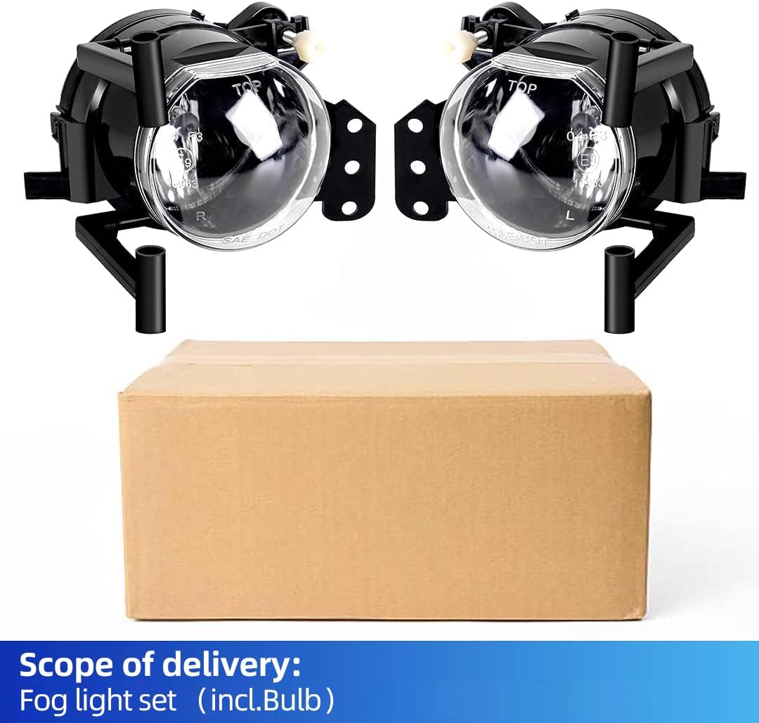 Fog lights Assembly compatible with 2003-2008 BMW 5 Series(E60 E61, 525i 525xi 530i 530xi 545i 550i) / 3 Series(E46, 325Ci 330Ci Convertible/Coupe), 1 Pair (Premium OEM Replacement)