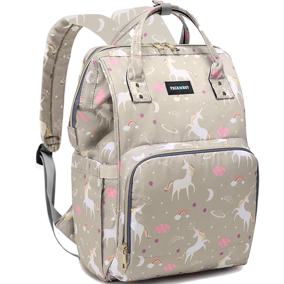PACKNBUY Diaper Bag for Mothers for Travel, Baby Diaper Bags for Mom, Maternity Bag with Insulated Bottle Pockets, Water Resistant and Multiple Pockets to Store Newborn Baby Products (Light Grey)-image-13
