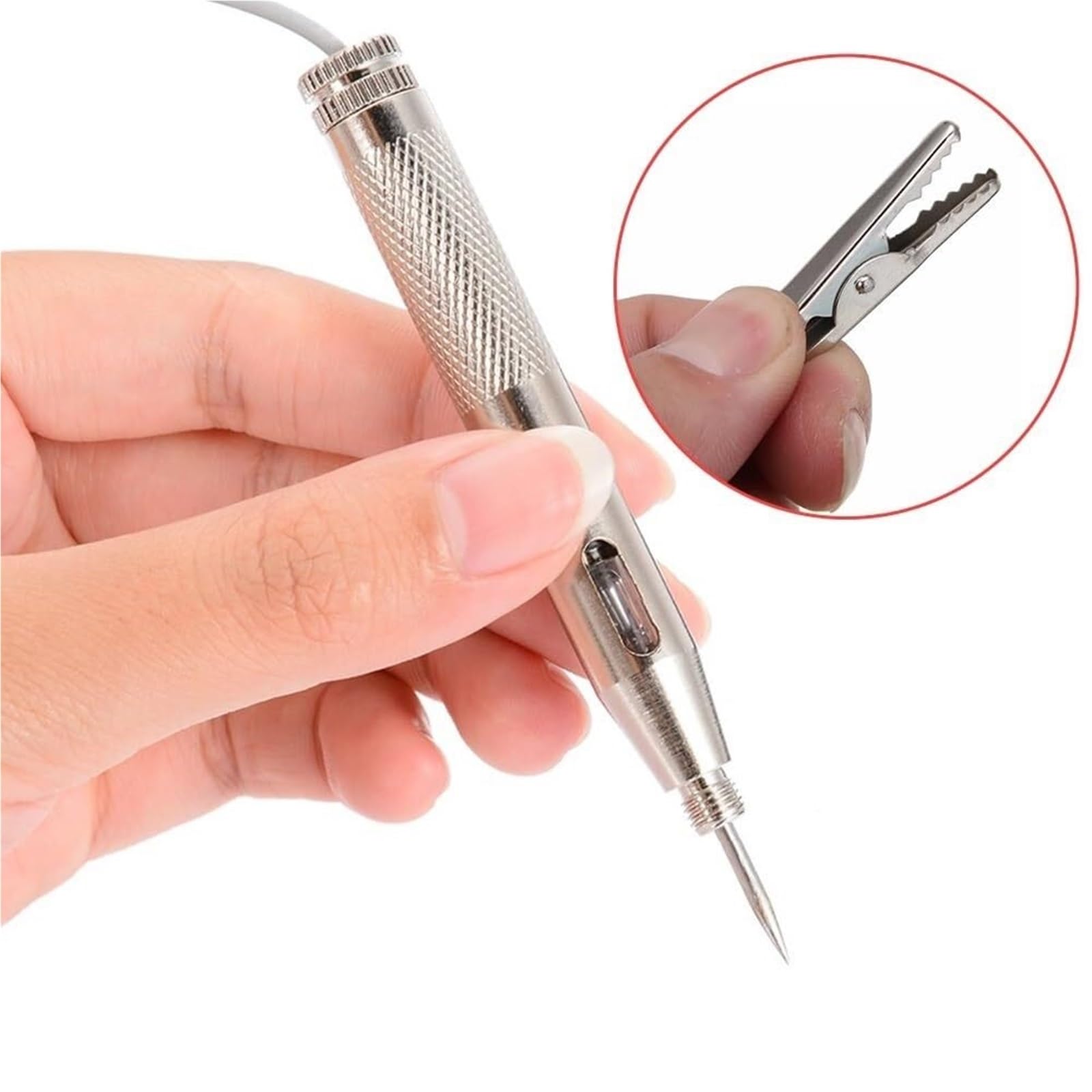 Probador eléctrico, 10 Uds De Luz Sonda Prueba Lámpara Probador Circuito Automotriz Detector Pluma Voltaje,para uso doméstico(Silver)
