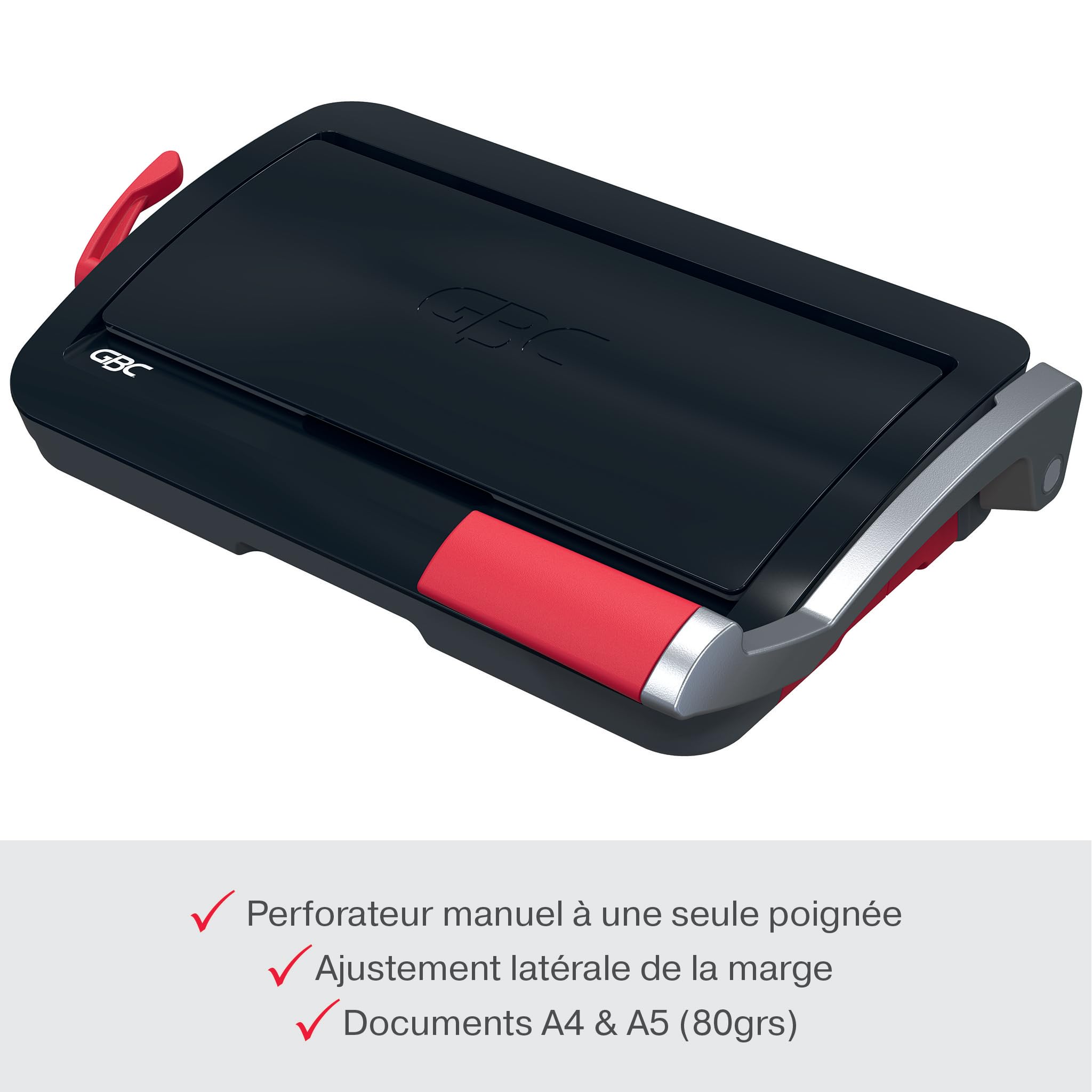 GBC CombBind CB12 Machine à relier manuelle, 165 feuilles A5/A4, 12 feuilles perforation, noir/argent