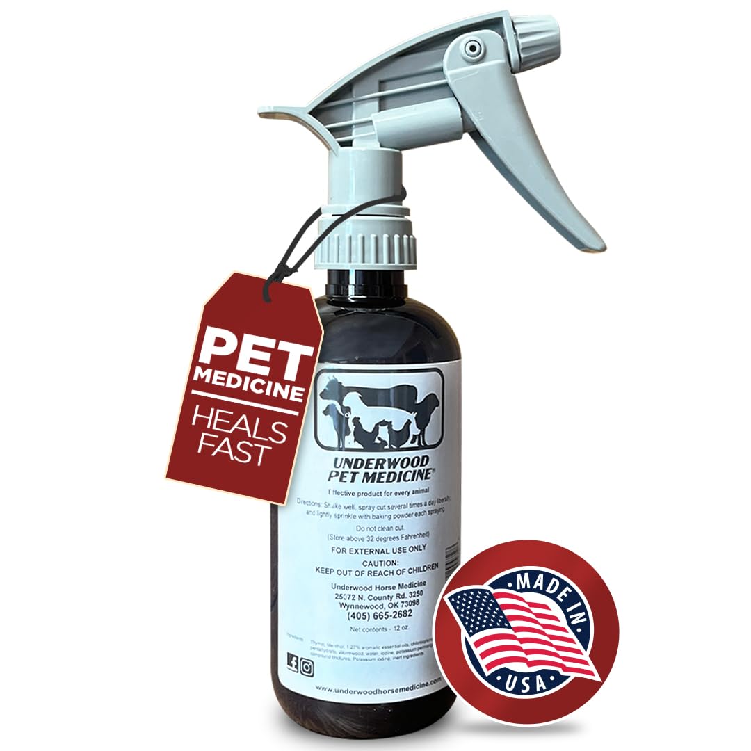 Underwood Pet Wound Care Spray – Versatile & Economical Wound Care Solution for All Animals - Prevents Infections, Gentle & Easy to Use - Antiseptic Spray Suitable for Cuts, Scrapes & Open Wounds