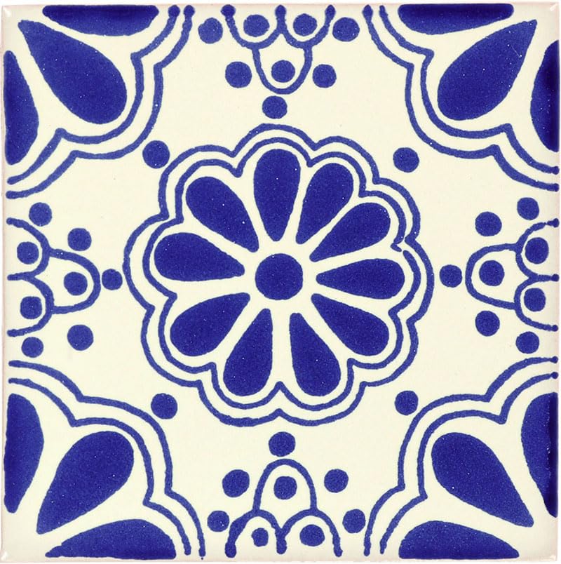 Box of 90-4¼ x 4¼ Blue Lace - Talavera Mexican Ceramic Tiles