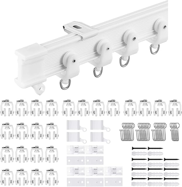 Flexible Ceiling Curtain Track | 3 m Curved Curtain Rail with Mute Rollers | Bendable Mount for Shower Bay Window RV Curtain Room Divider