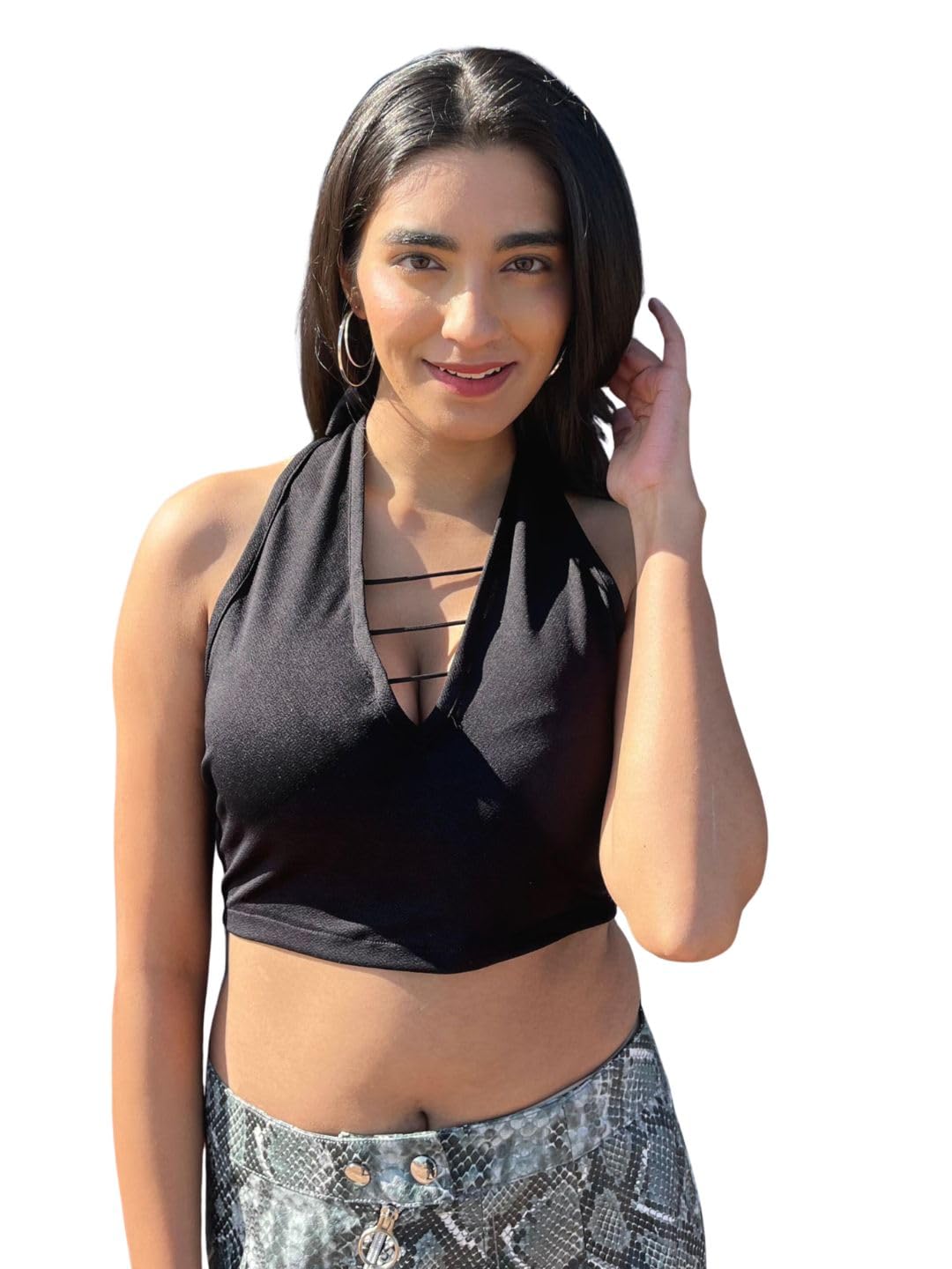tandul Women's Solid Black Top- Cotton Blend Western Style Sleeveless for Office, Casual, Festive & Party (11990)-picture-21