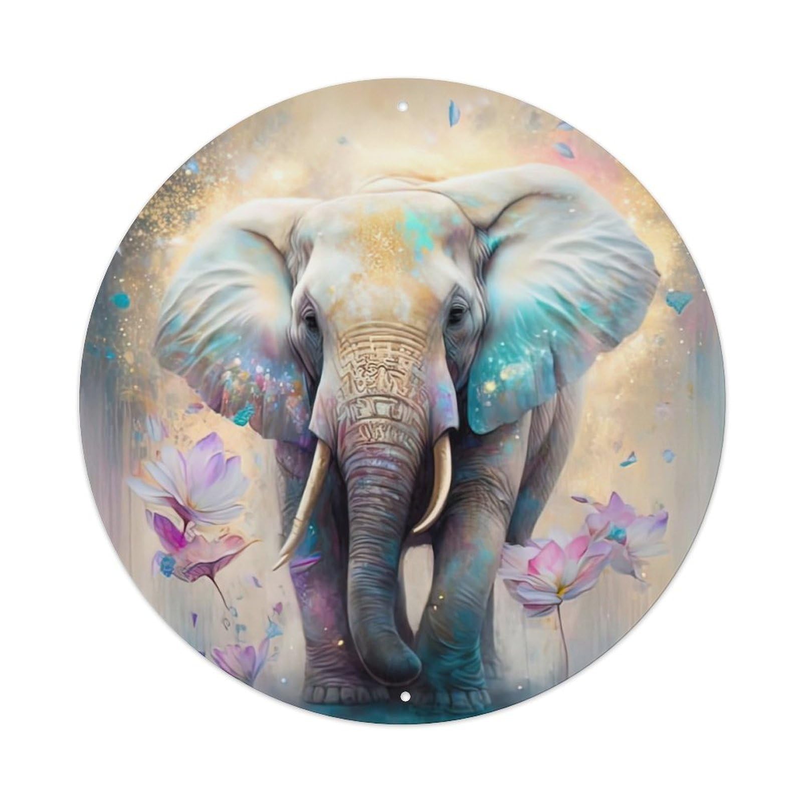 Animal Artwork Graceful Elephant Vintage Metal Tin Sign Plaque Wall Decor for Cafe, Club Bar, Office, Garden Metal Poster 8x8Inch