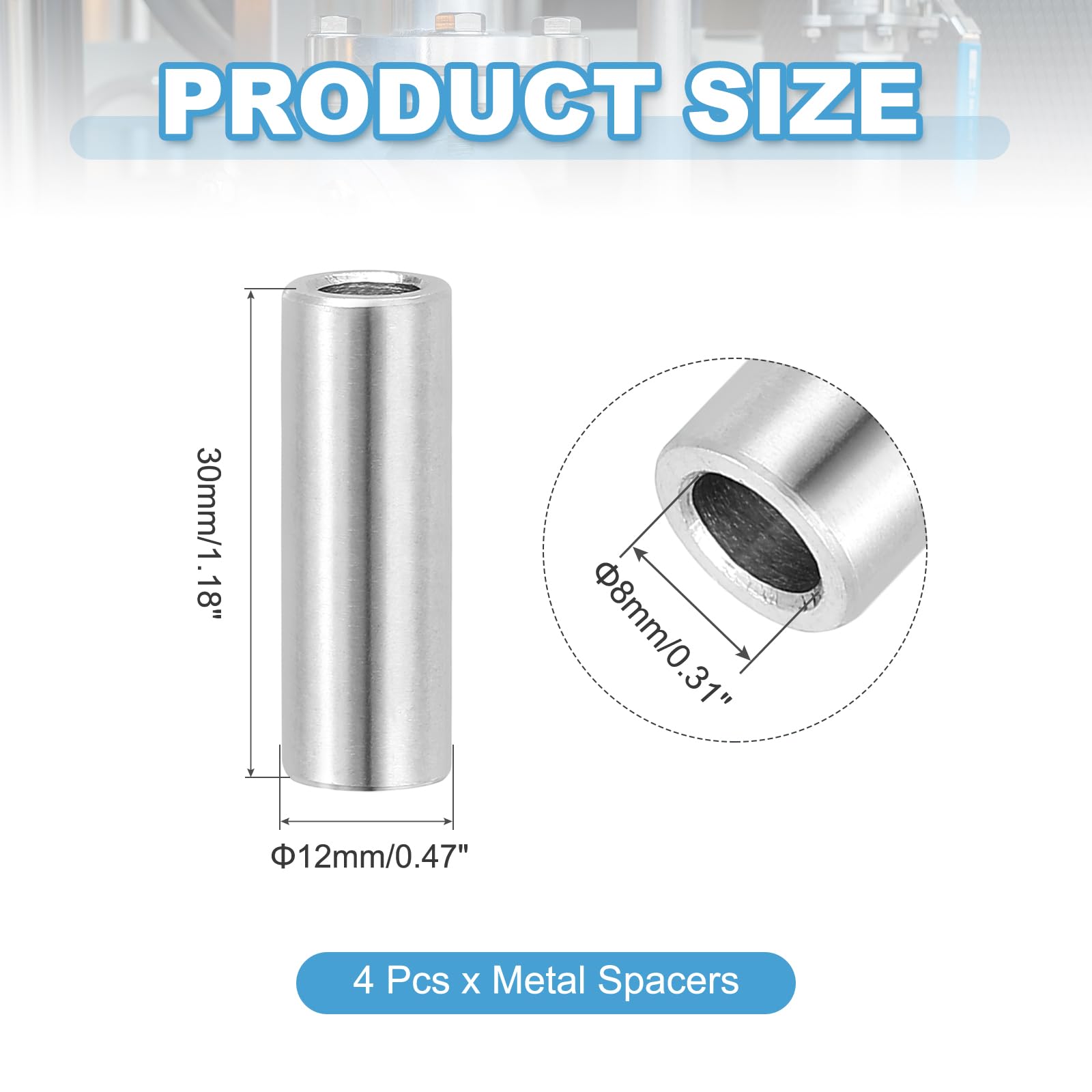 PATIKIL 4 Pcs Stainless Steel Spacers - Image 2