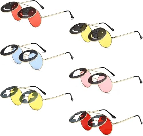 ARTUFABU Divertidas gafas de sol hippie Gafas de sol redondas hippie retro, accesorios hippie, lentes de sol en forma de círculo, gafas de sol