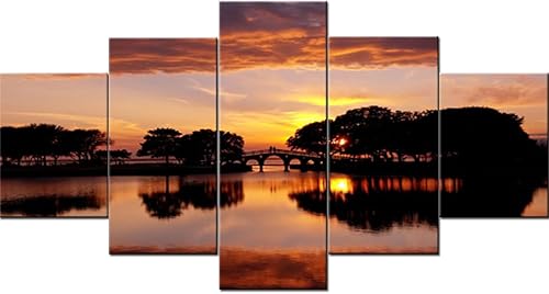 Vista 387 de Paisaje de 5 piezas pintura sobre lienzo