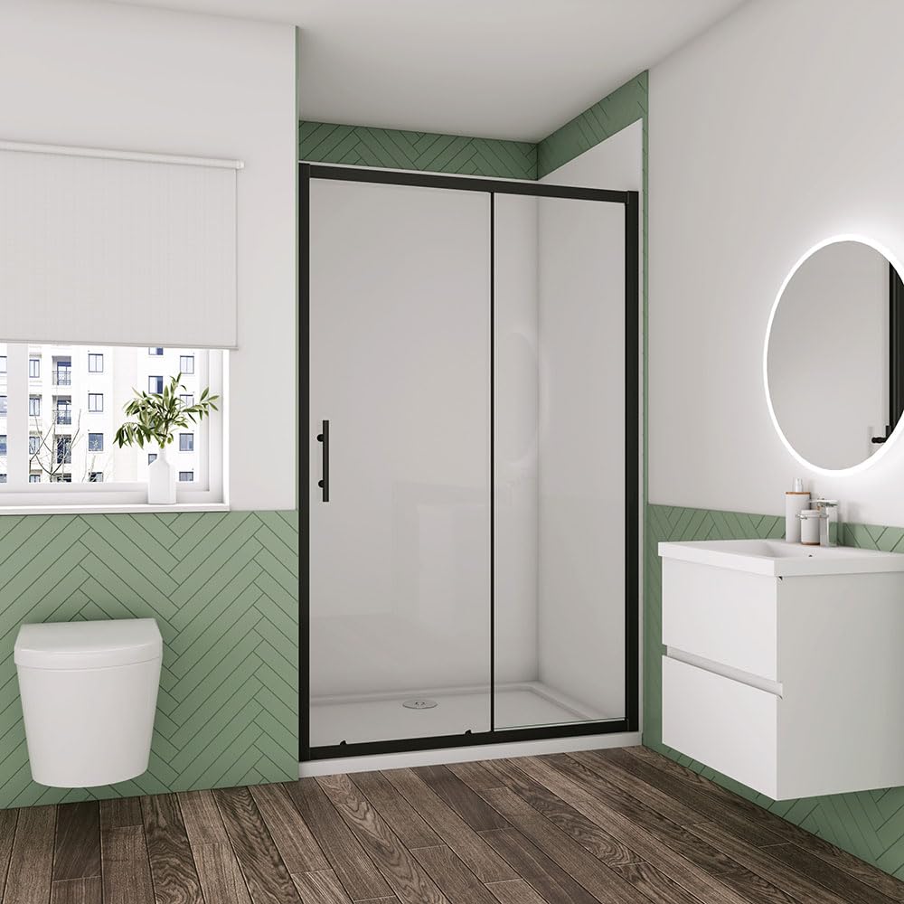 1100x1850mm Height Matt Black Frame Sliding Shower Door