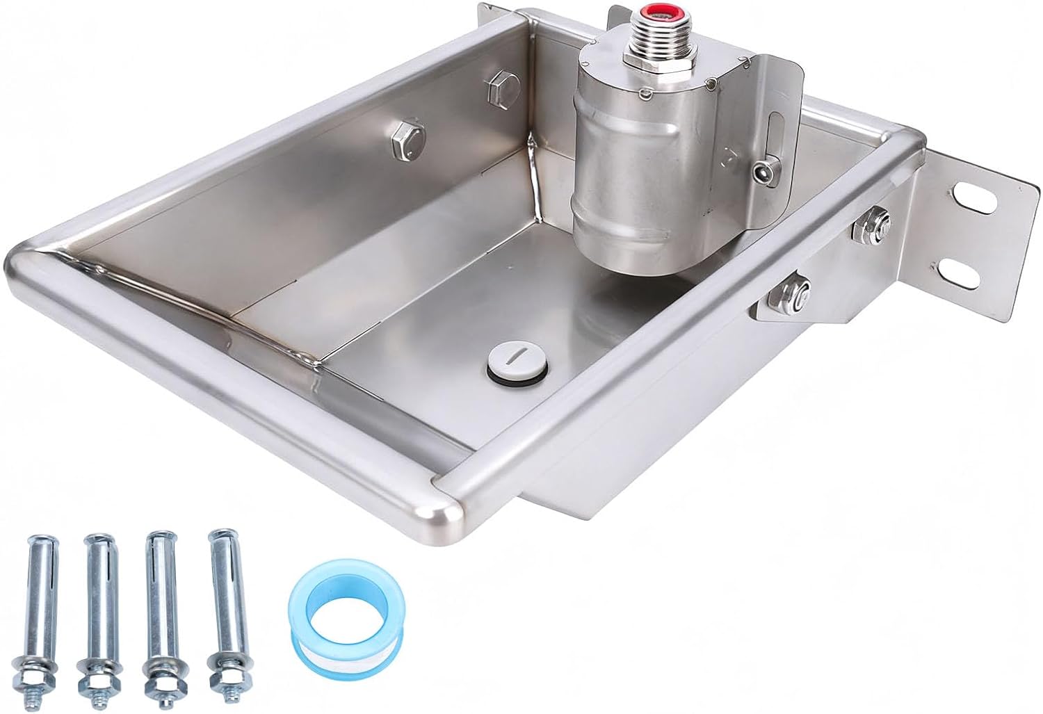 ASHATA Automatic Animal Drinking Water Bowl, Stainless Steel Waterer for Cattle and Sheep, Water Dispenser Thickened Feeder Trough Bowl