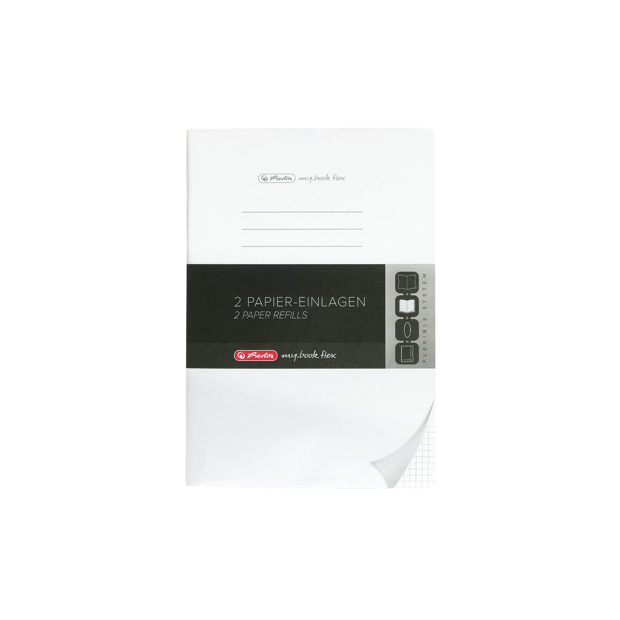 Herlitz 50034086 Refill for Flex Notebook A4, 2 x 40 Sheets, Squared, Pack of 1, Weiß