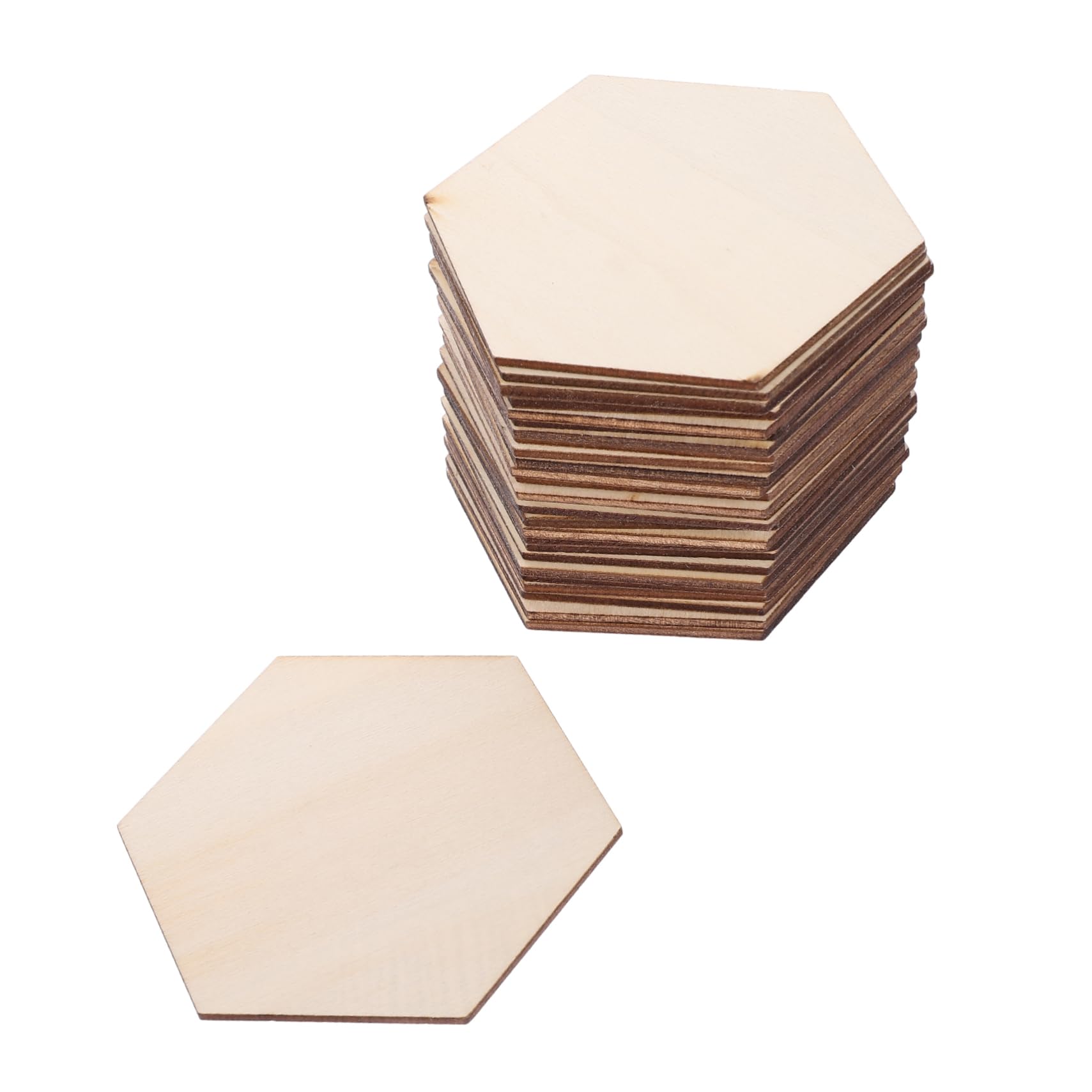 NUOBESTY 100 Pezzi Sagome di Legno Esagonali Naturali Beige per Progetti Fai da Te Finitura Legno Naturale Versatili per Decorazioni e Artigianato Creativo
