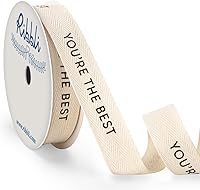 Vista 8 de Ribbli Cinta de algodón para cumpleaños, cinta de sarga natural de algodón con texto en inglés «Happy Birthday» color negro, cinta estilo granja