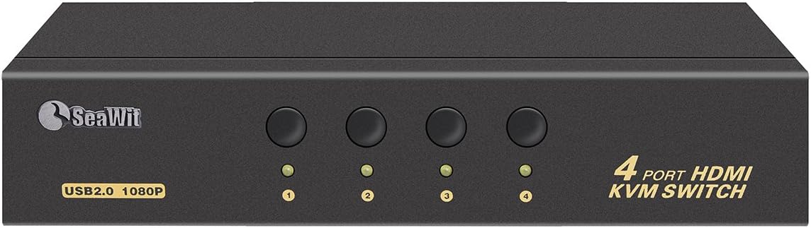 KVM Switch, HDMI KVM Switch 4 Port USB 2.0 Support HDCP EDID 1080P and Auto Scan for Windows, Linux and Mac
