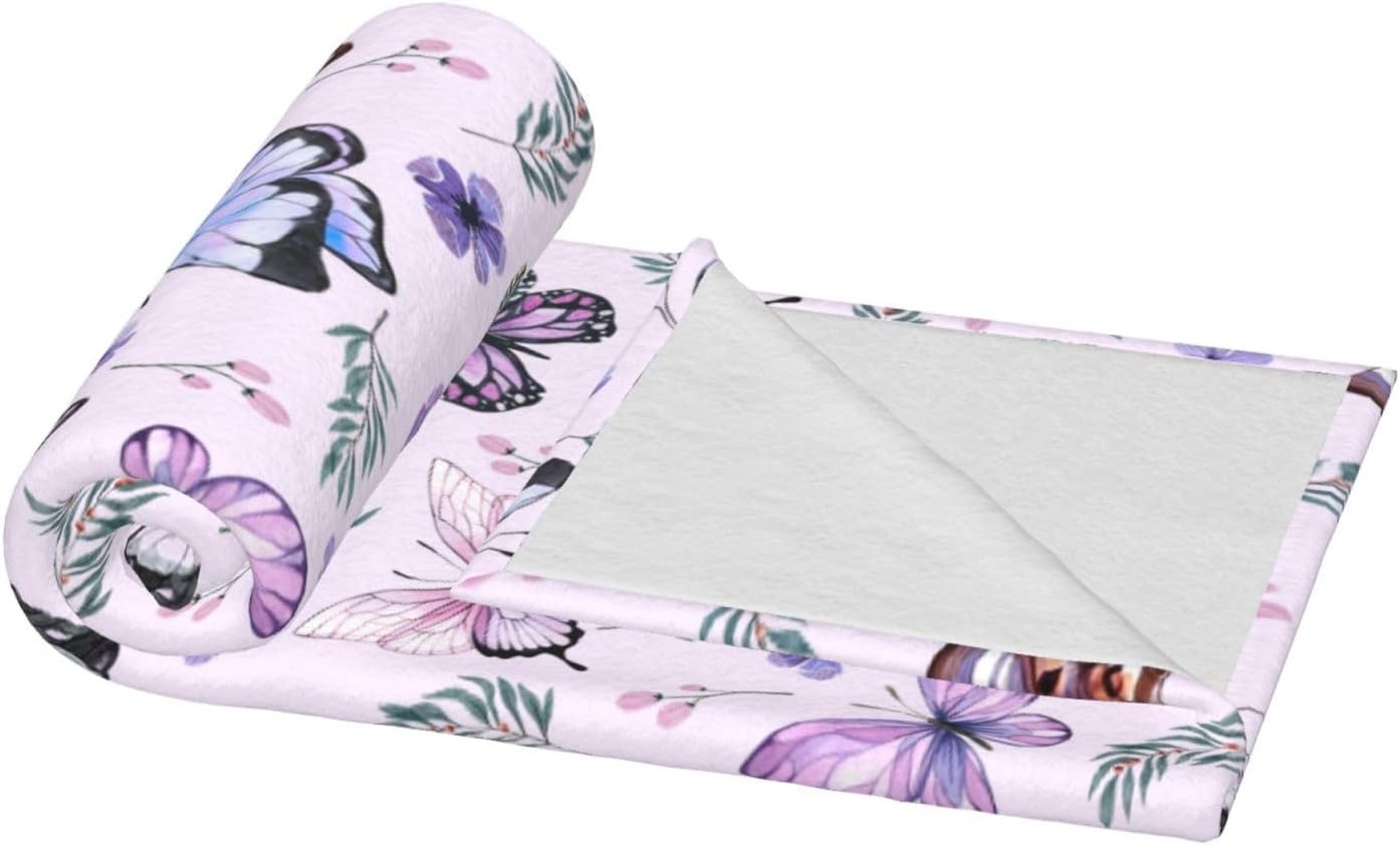 Butterflies Blanket Throw - Soft Warm Flannel Blanket for Women & Men, Lightweight Cozy Floral Blankets for Travel, Airplane, Bed, Couch, Car, Gifts Idea 50"x40" - Image 8