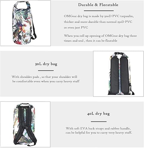 Miniatura 4 de OMGear - Bolsa seca impermeable y bolsa para teléfono, bolsa flotante de 40L30L20L10L5L para kayak, navegación, actividades al aire libre