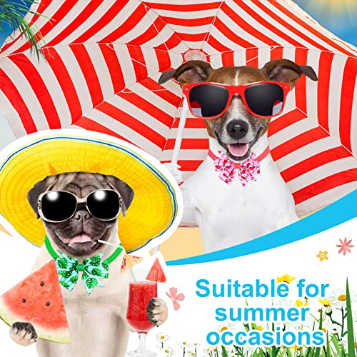 120 Pcs Dog Bow Ties Bulk Adjustable Dog Collar Bow Hawaiian Styles Cute Flower Fruit Patterns Cat Bow Tie With Plastic Buckle For Summer Small Pet Puppy Holiday Grooming Accessories, 8.7-14.2 Inch #TOP1
