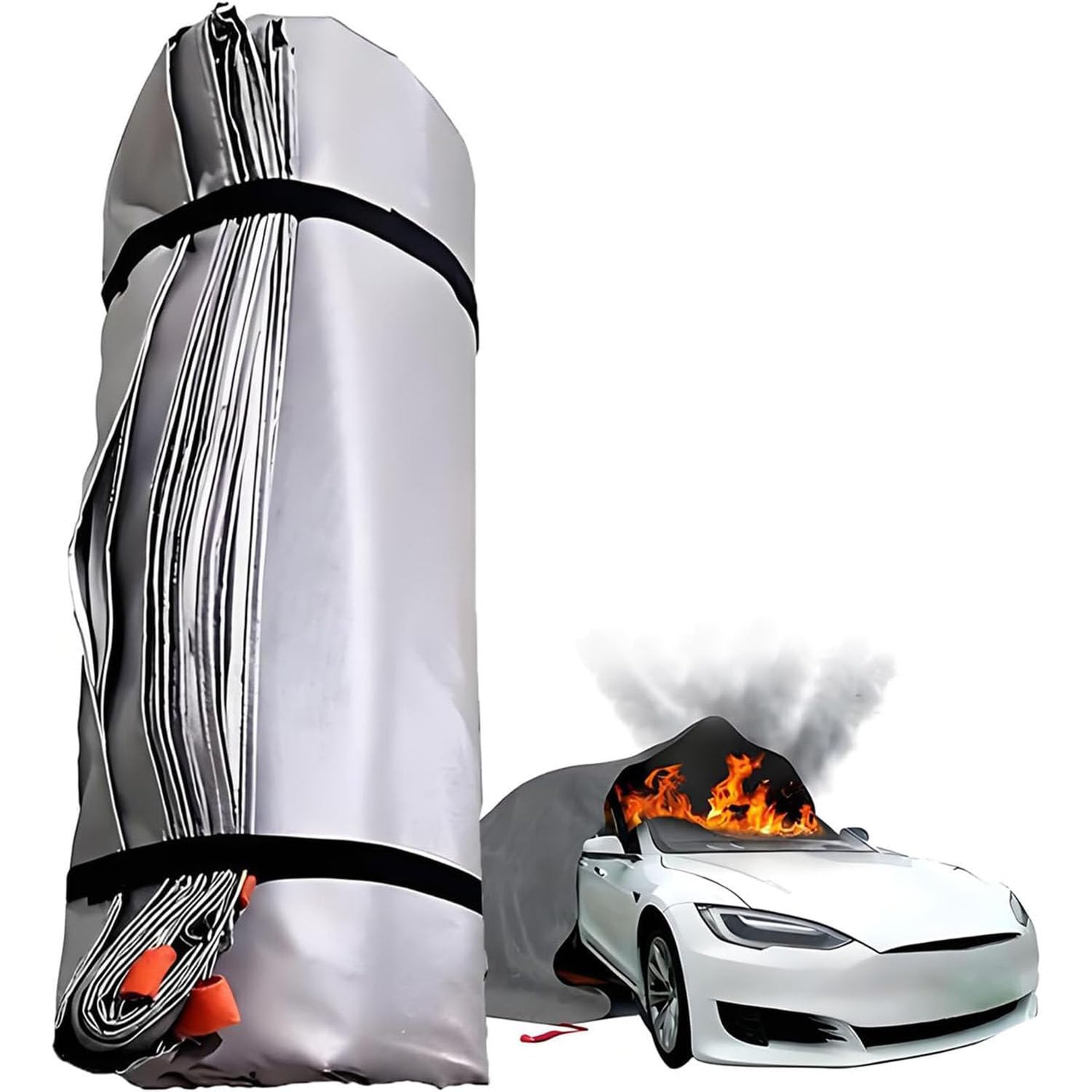 Manta ignífuga para Coches, Manta ignífuga para vehículos eléctricos, Funda de Emergencia, Funda de protección contra Incendios, Funda de Seguridad para el hogar y el Coche. 3x4m