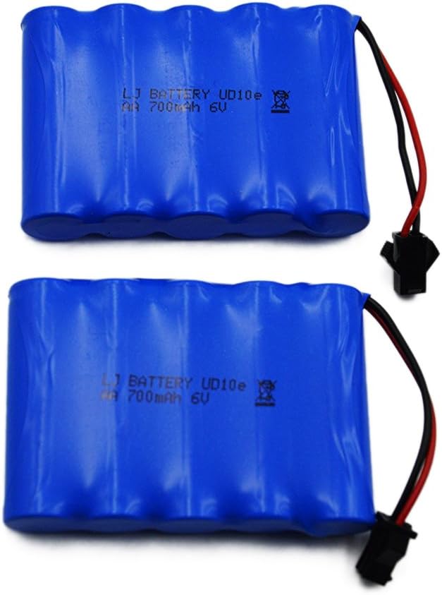 Blomiky 6V 700mAH Ni-Cd Battery Replacement for Old Version Amphibious Stunt RC Cars 4WD 1/18 High Speed RC Buggy Vehicle / GS02 Battery 2 Pack