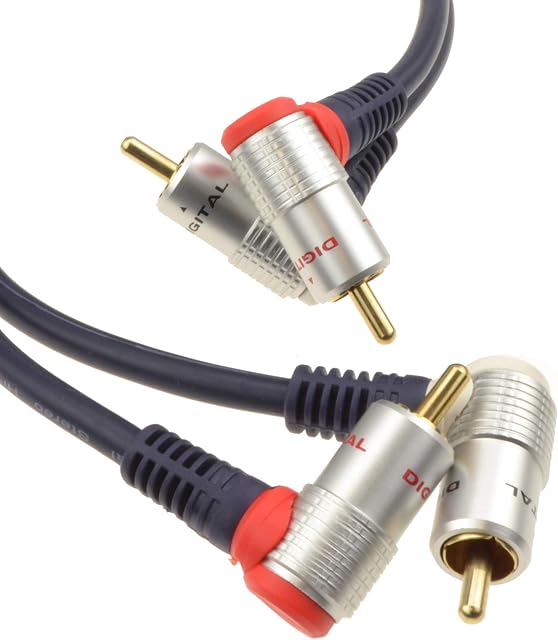 kenable Pure OFC RIGHT ANGLED 2 x RCA Phonos to Phono OFC Cable 1.5m [1.5 metres]