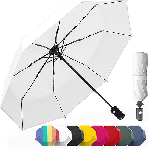 Vista 39 de Rain-Mate Paraguas compactos resistentes al viento para la lluvia, diseño de costilla de fibra de vidrio reforzada fuerte y apertura y cierre 1.Negro