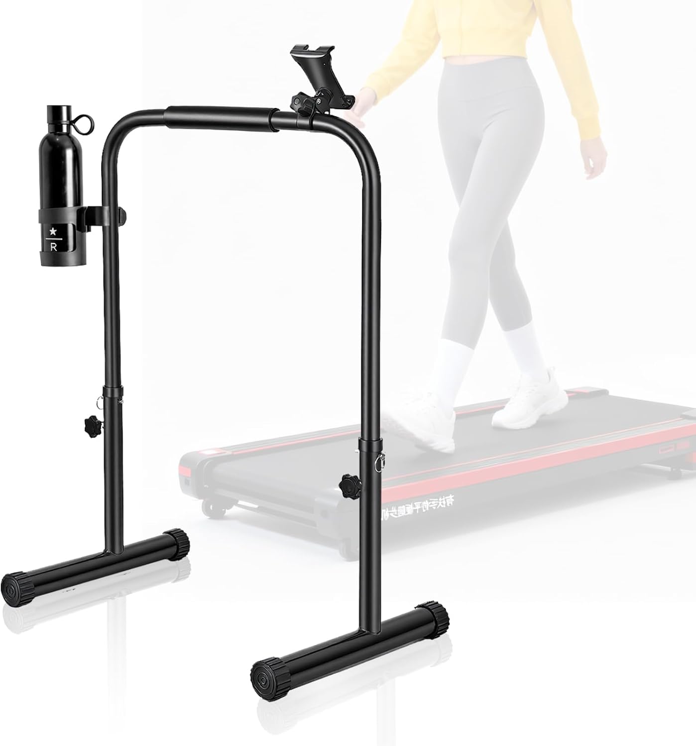 Walking Pad Handle Bar Attachment Only(Includes Phone and Cup Holder) Compatible with 25.5inch Wide Treadmills Adjustable Bracket
