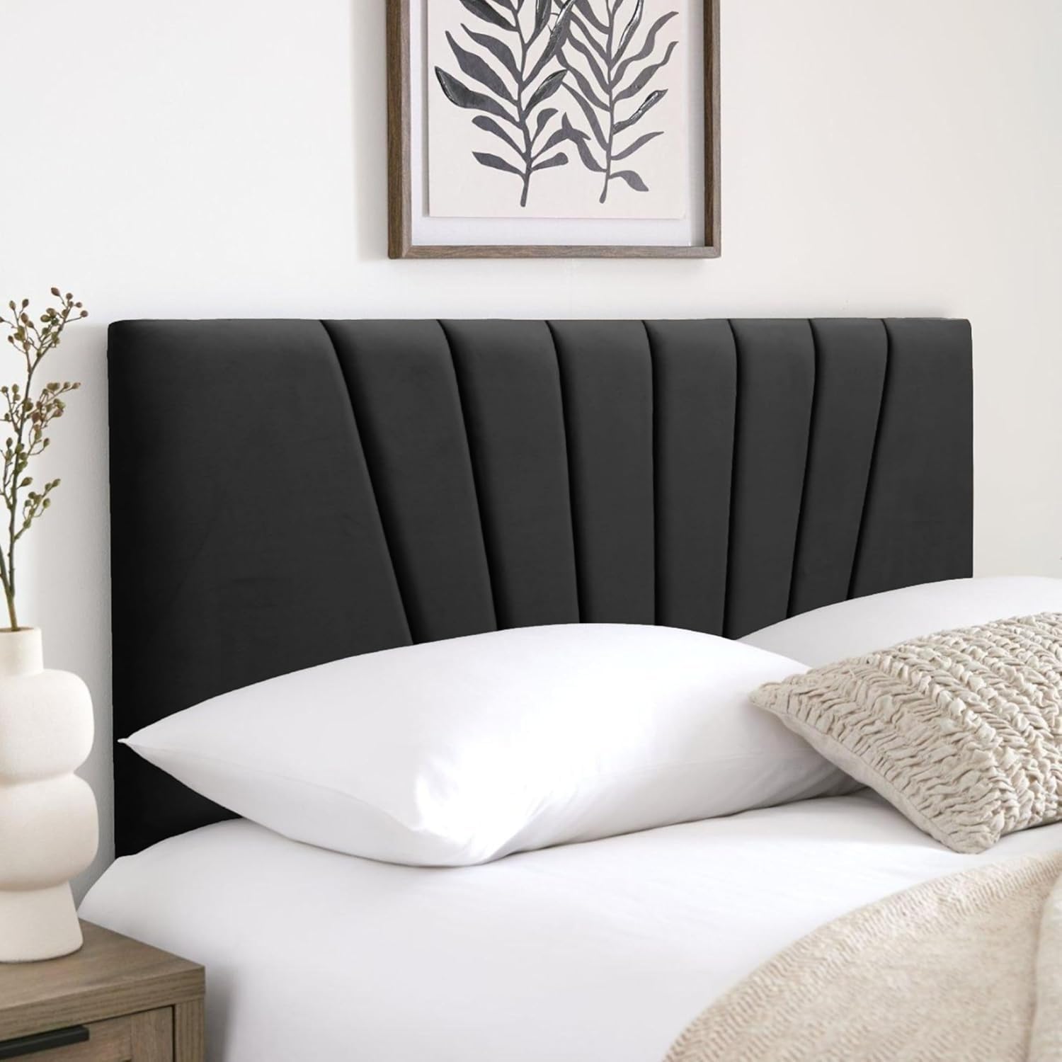 Cloudmere Luxury Sunrise Headboard Elegant design Divan Bed | Upholstered Padded Headboard for Divan Beds, Bedroom and Hotel Furniture (4ft 6in Double, Black)