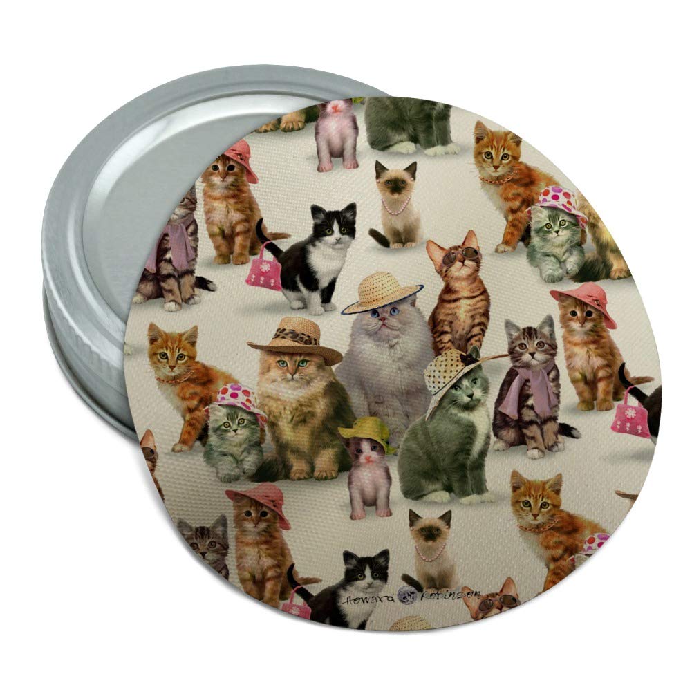 Cats Kittens in Hats Pattern Round Rubber Non-Slip Jar Gripper Lid Opener