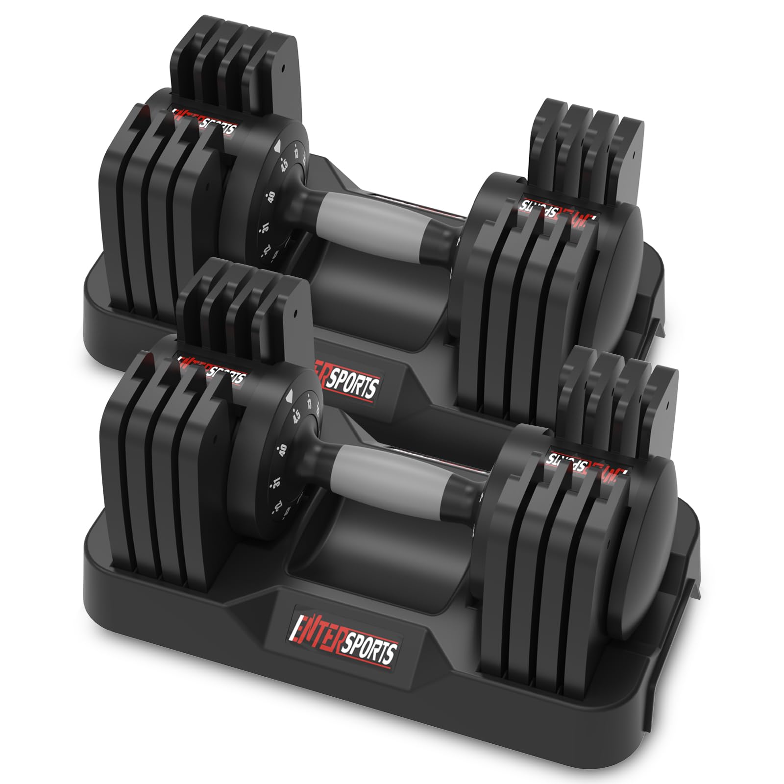 EnterSports 26.5LBS/40LBS/60LBS Adjustable Dumbbell Set Quick Adjustment Space-saving Dumbbells with Non-Slip Handle Adjustable Weight, Convertible Dumbbell Weights Suitable for Women Men Home Office Gym Body Strength Training