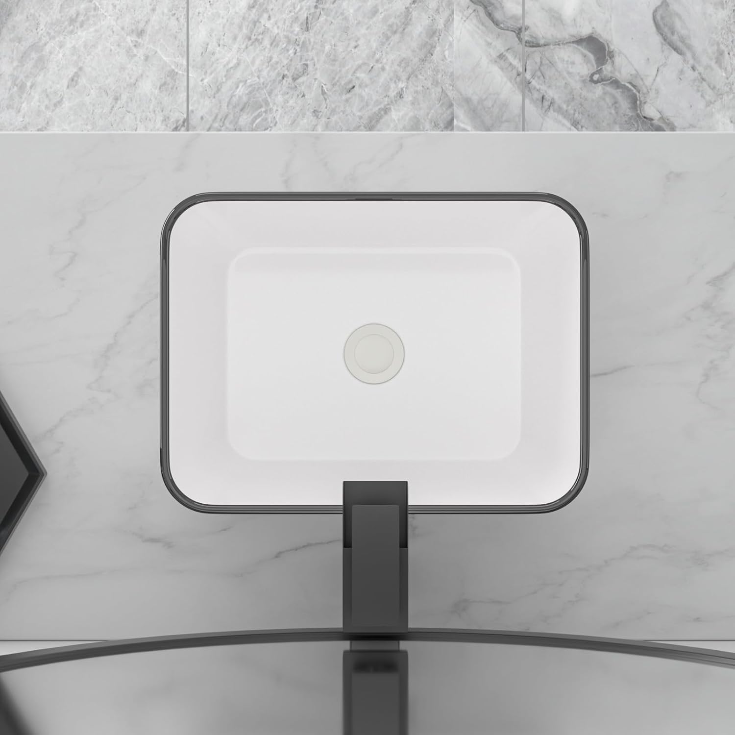 16"x12" Vessel Sink Rectangular White Vessel Sink Small Sinks for Bathrooms Above Counter Ceramic Bathroom Sink Rectangule Sink Bowls For Bathroom Vanity Lavatory Bowl Basin