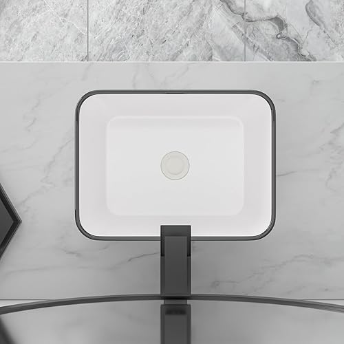 Miniatura 53 de Fregadero montado en la pared de 13 x 11 pulgadas, fregadero de pared rectangular de porcelana blanca de cerámica, lavabo artístico, orificio